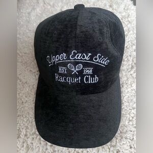 Anthropologie Black Velvet Sports Club Baseball  Cap